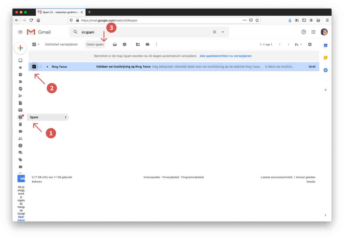 Gmail - Spams